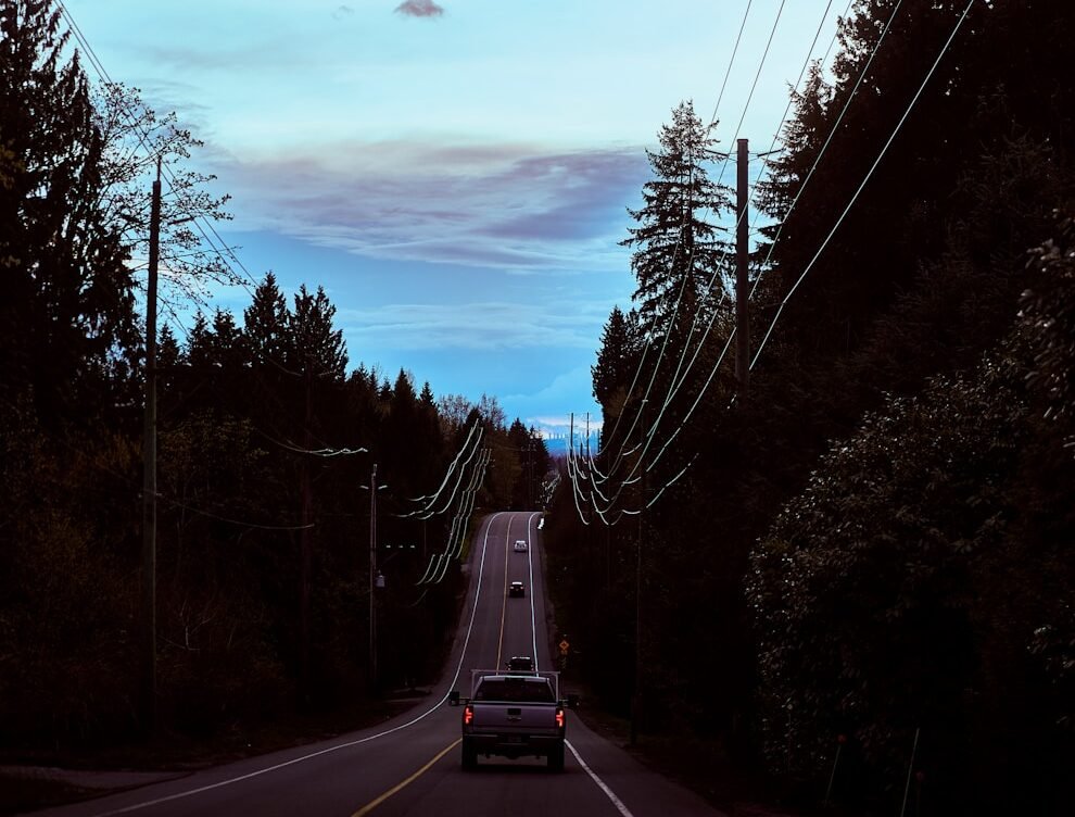 a car driving down a road